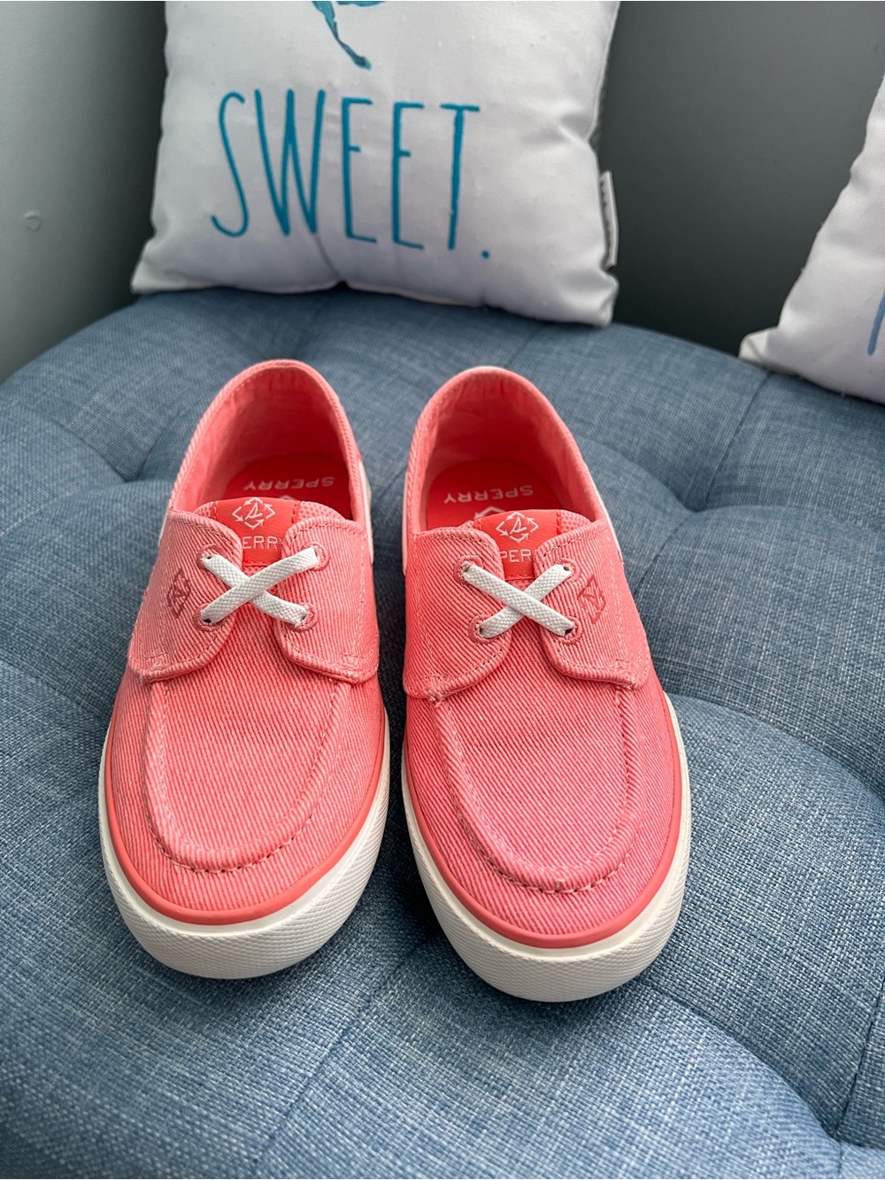 Sperry Coral Canvas Boat Shoes